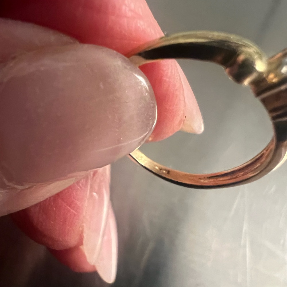 14k Solid Yellow Gold Tiny Diamond Ring - image 4